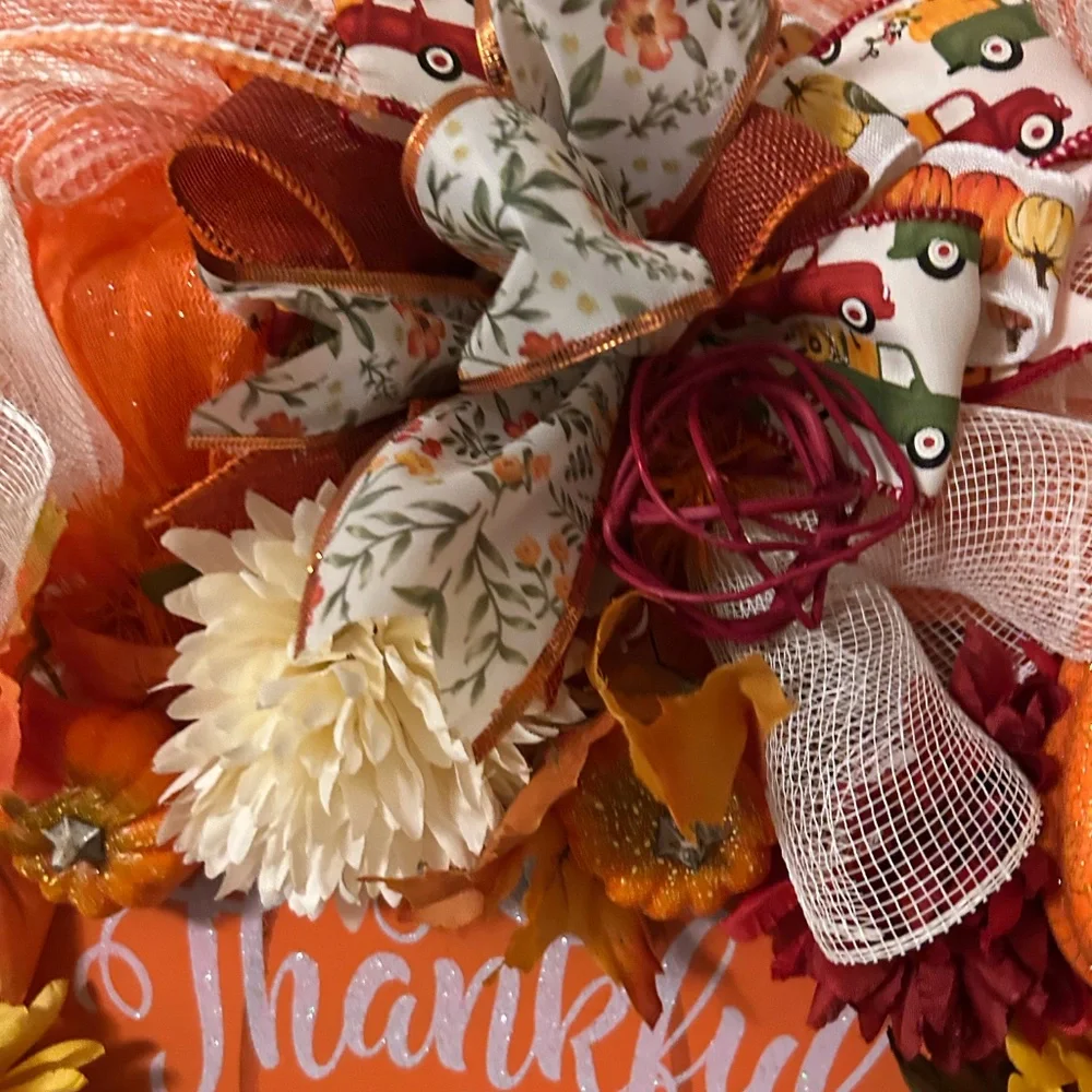 Fall wreath/thankful and blessed